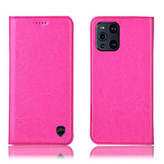 Handytasche Stand Schutzhülle Flip Leder Hülle H04P für Oppo Find X3 Pro 5G Pink