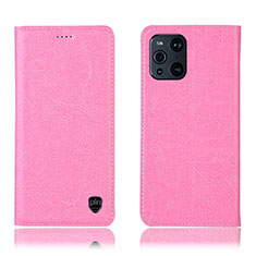 Handytasche Stand Schutzhülle Flip Leder Hülle H04P für Oppo Find X3 Pro 5G Rosa