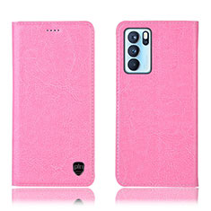 Handytasche Stand Schutzhülle Flip Leder Hülle H04P für Oppo Reno6 Pro 5G India Rosa