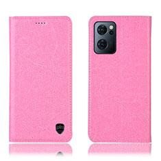 Handytasche Stand Schutzhülle Flip Leder Hülle H04P für Oppo Reno7 5G Rosa