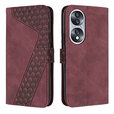 Handytasche Stand Schutzhülle Flip Leder Hülle H04X für Huawei Honor X7b Rot