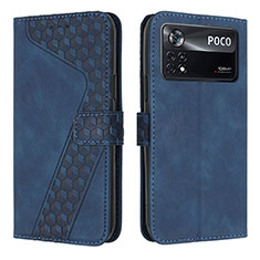Handytasche Stand Schutzhülle Flip Leder Hülle H04X für Xiaomi Poco X4 Pro 5G Blau