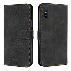 Handytasche Stand Schutzhülle Flip Leder Hülle H04X für Xiaomi Redmi 9A Schwarz