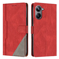 Handytasche Stand Schutzhülle Flip Leder Hülle H05X für Realme 10 Pro 5G Rot