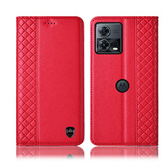 Handytasche Stand Schutzhülle Flip Leder Hülle H06P für Motorola Moto Edge 30 Fusion 5G Rot