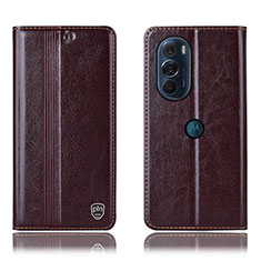 Handytasche Stand Schutzhülle Flip Leder Hülle H06P für Motorola Moto Edge Plus (2022) 5G Braun