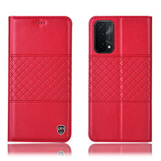 Handytasche Stand Schutzhülle Flip Leder Hülle H07P für Oppo A54 5G Rot