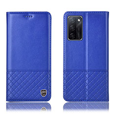 Handytasche Stand Schutzhülle Flip Leder Hülle H07P für Oppo A55S 5G Blau