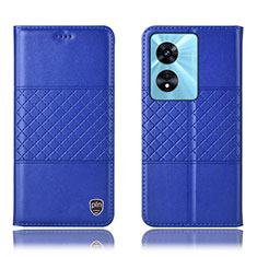 Handytasche Stand Schutzhülle Flip Leder Hülle H07P für Oppo A58 4G Blau