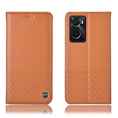 Handytasche Stand Schutzhülle Flip Leder Hülle H07P für Oppo A76 Orange