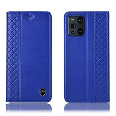 Handytasche Stand Schutzhülle Flip Leder Hülle H07P für Oppo Find X3 Pro 5G Blau