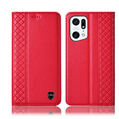 Handytasche Stand Schutzhülle Flip Leder Hülle H07P für Oppo Find X5 Pro 5G Rot