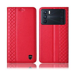 Handytasche Stand Schutzhülle Flip Leder Hülle H07P für Oppo K9 Pro 5G Rot