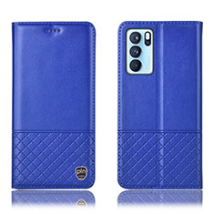 Handytasche Stand Schutzhülle Flip Leder Hülle H07P für Oppo Reno6 Pro 5G India Blau