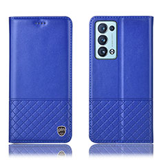 Handytasche Stand Schutzhülle Flip Leder Hülle H07P für Oppo Reno6 Pro+ Plus 5G Blau