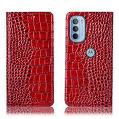 Handytasche Stand Schutzhülle Flip Leder Hülle H08P für Motorola Moto G41 Rot