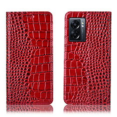 Handytasche Stand Schutzhülle Flip Leder Hülle H08P für Oppo A56S 5G Rot