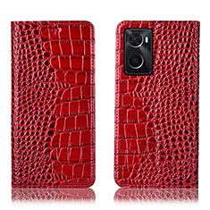 Handytasche Stand Schutzhülle Flip Leder Hülle H08P für Oppo A76 Rot