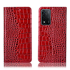 Handytasche Stand Schutzhülle Flip Leder Hülle H08P für Oppo A93s 5G Rot