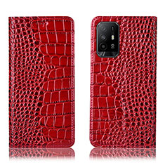 Handytasche Stand Schutzhülle Flip Leder Hülle H08P für Oppo F19 Pro+ Plus 5G Rot