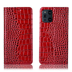 Handytasche Stand Schutzhülle Flip Leder Hülle H08P für Oppo Find X3 Pro 5G Rot