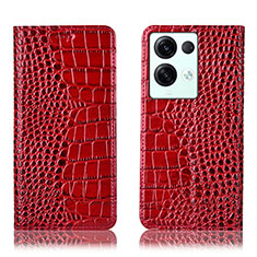 Handytasche Stand Schutzhülle Flip Leder Hülle H08P für Oppo Reno8 Pro+ Plus 5G Rot