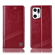 Handytasche Stand Schutzhülle Flip Leder Hülle H09P für Oppo Find X5 Pro 5G Rot