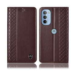 Handytasche Stand Schutzhülle Flip Leder Hülle H10P für Motorola Moto G41 Braun