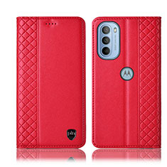 Handytasche Stand Schutzhülle Flip Leder Hülle H10P für Motorola Moto G41 Rot