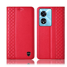 Handytasche Stand Schutzhülle Flip Leder Hülle H10P für Oppo A38 Rot