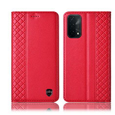 Handytasche Stand Schutzhülle Flip Leder Hülle H10P für Oppo A54 5G Rot