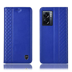 Handytasche Stand Schutzhülle Flip Leder Hülle H10P für Oppo A77 5G Blau