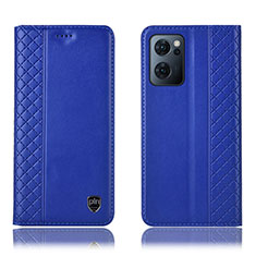 Handytasche Stand Schutzhülle Flip Leder Hülle H10P für Oppo Reno7 5G Blau