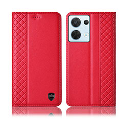 Handytasche Stand Schutzhülle Flip Leder Hülle H10P für Oppo Reno8 5G Rot