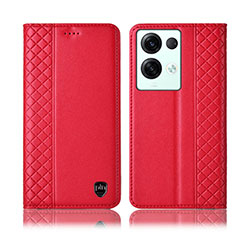 Handytasche Stand Schutzhülle Flip Leder Hülle H10P für Oppo Reno8 Pro+ Plus 5G Rot