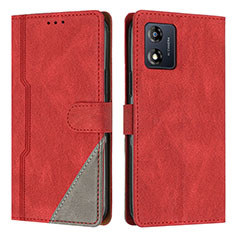 Handytasche Stand Schutzhülle Flip Leder Hülle H10X für Motorola Moto E13 Rot