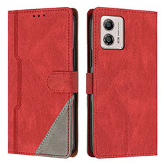 Handytasche Stand Schutzhülle Flip Leder Hülle H10X für Motorola Moto G53j 5G Rot