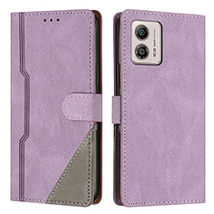 Handytasche Stand Schutzhülle Flip Leder Hülle H10X für Motorola Moto G53j 5G Violett