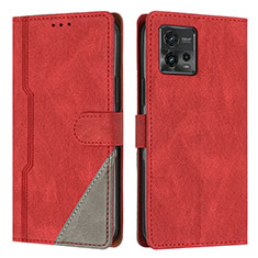 Handytasche Stand Schutzhülle Flip Leder Hülle H10X für Motorola Moto G72 Rot