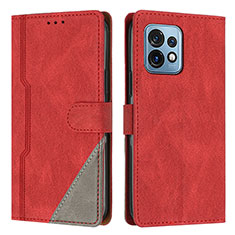 Handytasche Stand Schutzhülle Flip Leder Hülle H10X für Motorola Moto X40 5G Rot