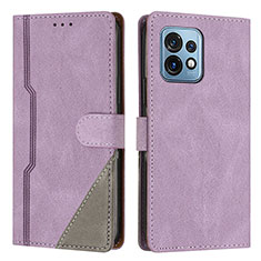 Handytasche Stand Schutzhülle Flip Leder Hülle H10X für Motorola Moto X40 5G Violett