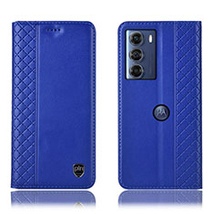 Handytasche Stand Schutzhülle Flip Leder Hülle H11P für Motorola Moto G200 5G Blau