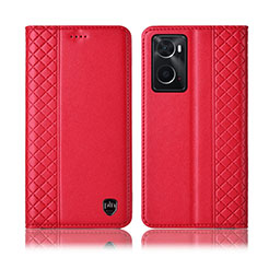 Handytasche Stand Schutzhülle Flip Leder Hülle H11P für Oppo A76 Rot