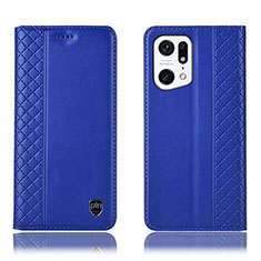 Handytasche Stand Schutzhülle Flip Leder Hülle H11P für Oppo Find X5 5G Blau