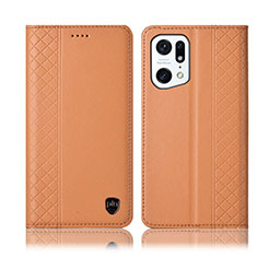 Handytasche Stand Schutzhülle Flip Leder Hülle H11P für Oppo Find X5 5G Orange