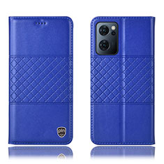 Handytasche Stand Schutzhülle Flip Leder Hülle H11P für Oppo Find X5 Lite 5G Blau