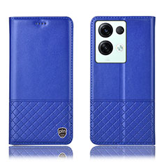 Handytasche Stand Schutzhülle Flip Leder Hülle H11P für Oppo Reno8 Pro 5G Blau