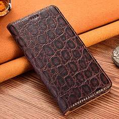 Handytasche Stand Schutzhülle Flip Leder Hülle H16P für Xiaomi Redmi Note 9 4G Braun