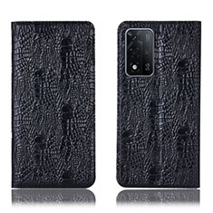 Handytasche Stand Schutzhülle Flip Leder Hülle H17P für Oppo A93s 5G Schwarz