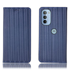 Handytasche Stand Schutzhülle Flip Leder Hülle H18P für Motorola Moto G31 Blau